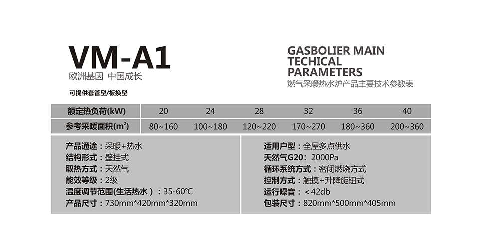 燃氣壁掛爐采暖爐VM-A1參數